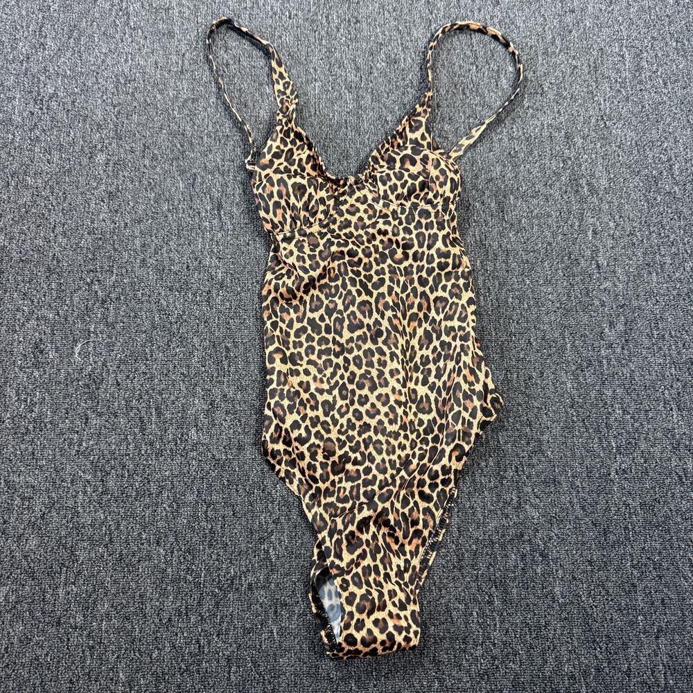 Vintage Y2k 90's Leopard Print Crossback Mesh High Waist One Piece Swimsuit 7/8